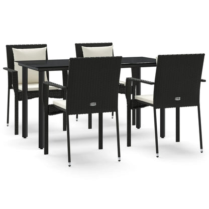 -Delige Tuinset Met Kussens Poly Rattan 5 140 cm tafellengte Zwart