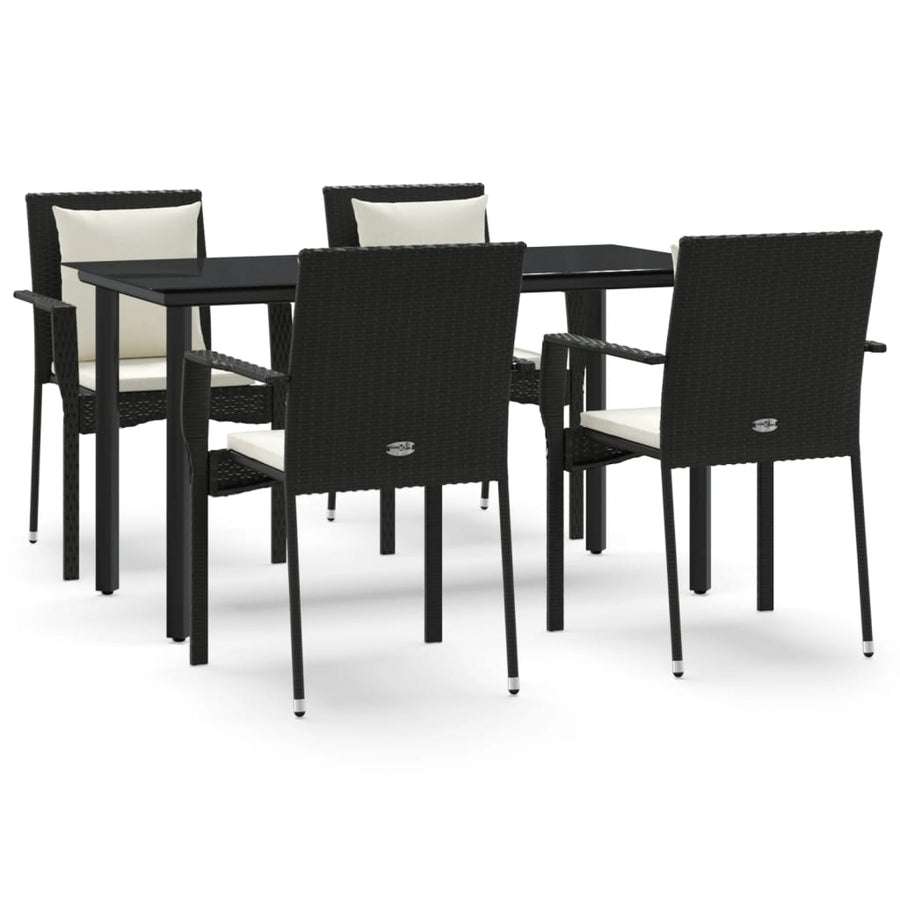 -Delige Tuinset Met Kussens Poly Rattan 5 140 cm tafellengte Zwart