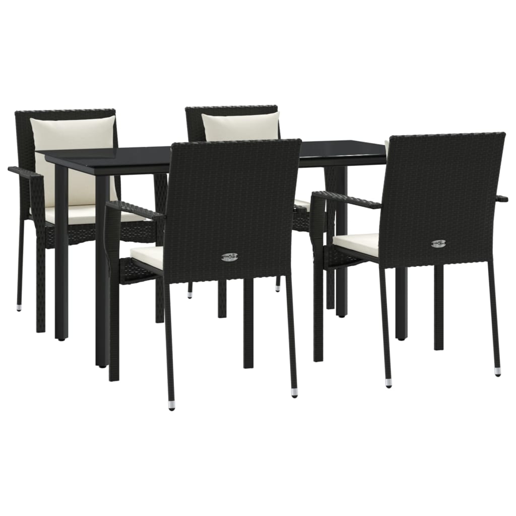 -Delige Tuinset Met Kussens Poly Rattan 5 140 cm tafellengte Zwart