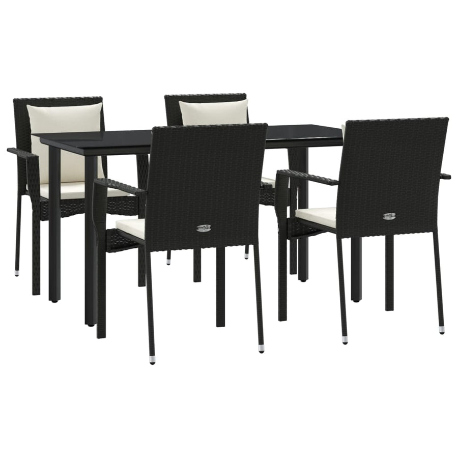 -Delige Tuinset Met Kussens Poly Rattan 5 140 cm tafellengte Zwart