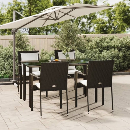 -Delige Tuinset Met Kussens Poly Rattan 5 140 cm tafellengte Zwart