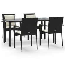 -Delige Tuinset Met Kussens Poly Rattan 5 160 cm tafellengte Zwart