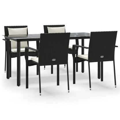 -Delige Tuinset Met Kussens Poly Rattan 5 160 cm tafellengte Zwart