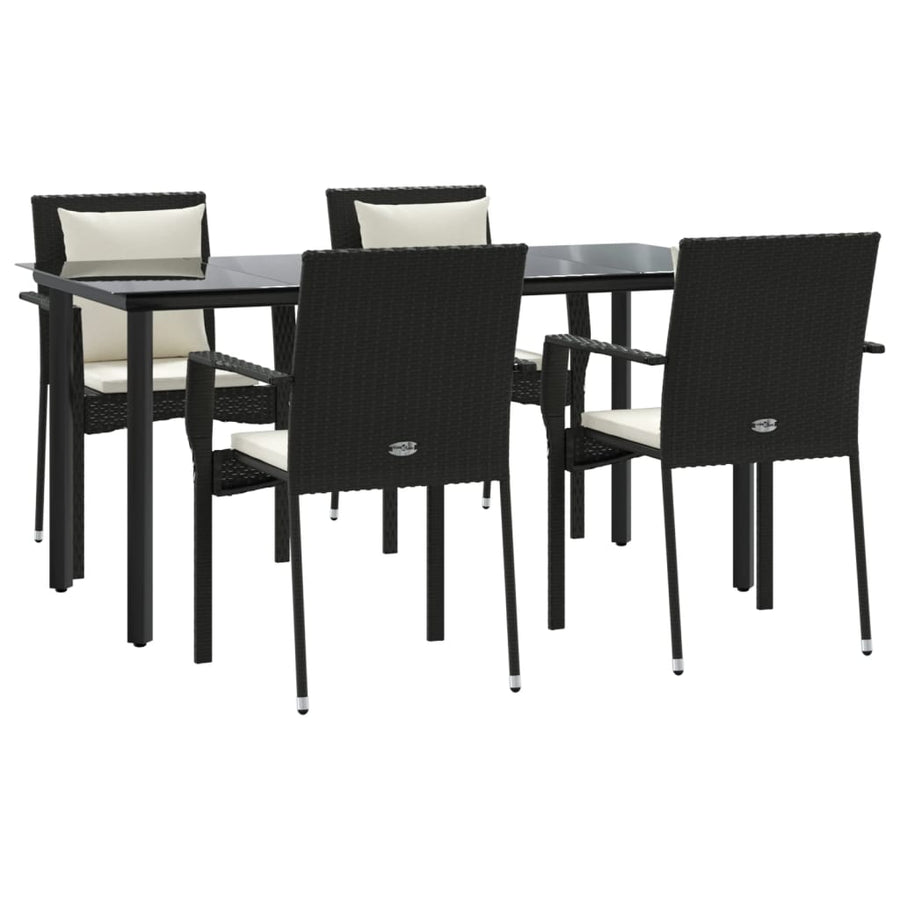 -Delige Tuinset Met Kussens Poly Rattan 5 160 cm tafellengte Zwart