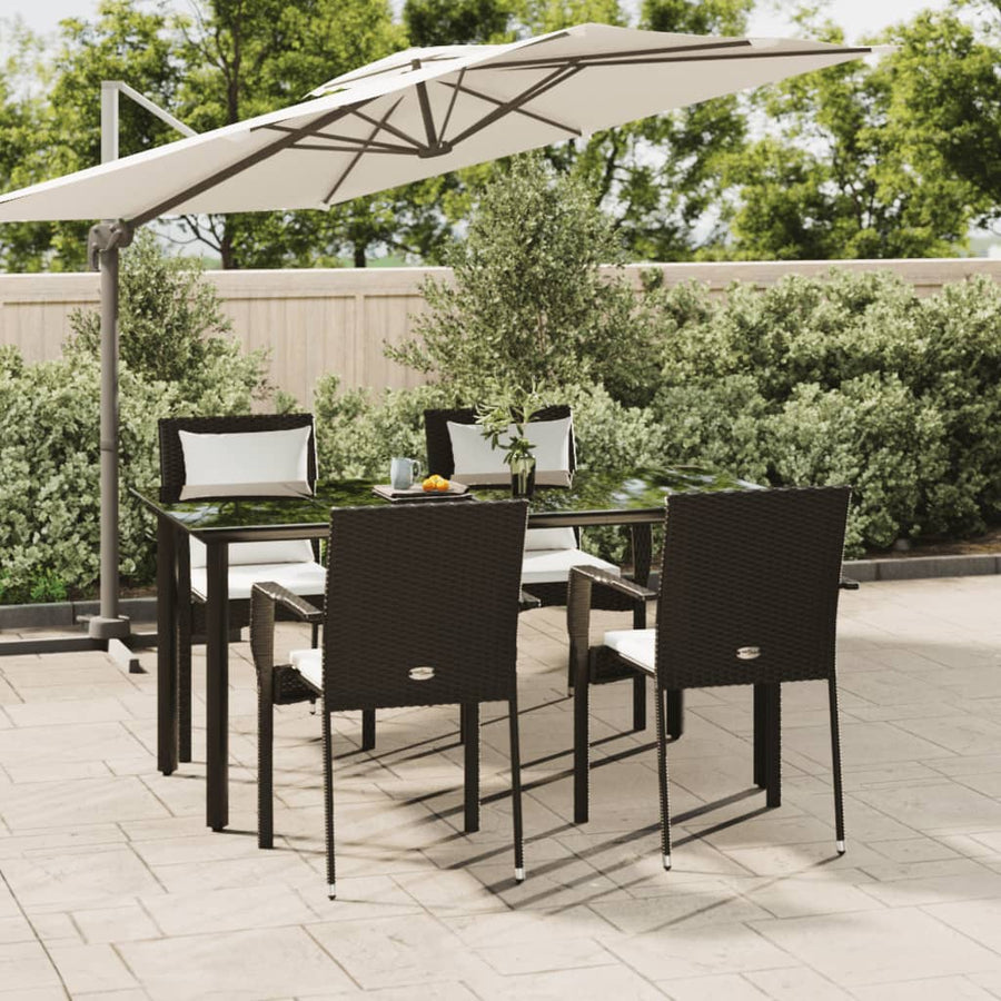 -Delige Tuinset Met Kussens Poly Rattan 5 160 cm tafellengte Zwart