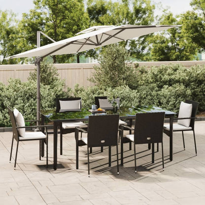 7-Delige Tuinset Met Kussens Poly Rattan 6 200 cm tafellengte Zwart