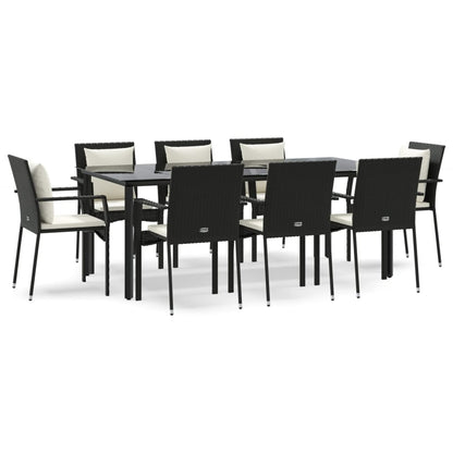 9-Delige Tuinset Poly Rattan 8 200 cm tafellengte Zwart