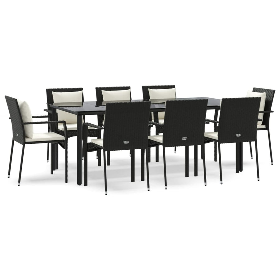 9-Delige Tuinset Poly Rattan 8 200 cm tafellengte Zwart
