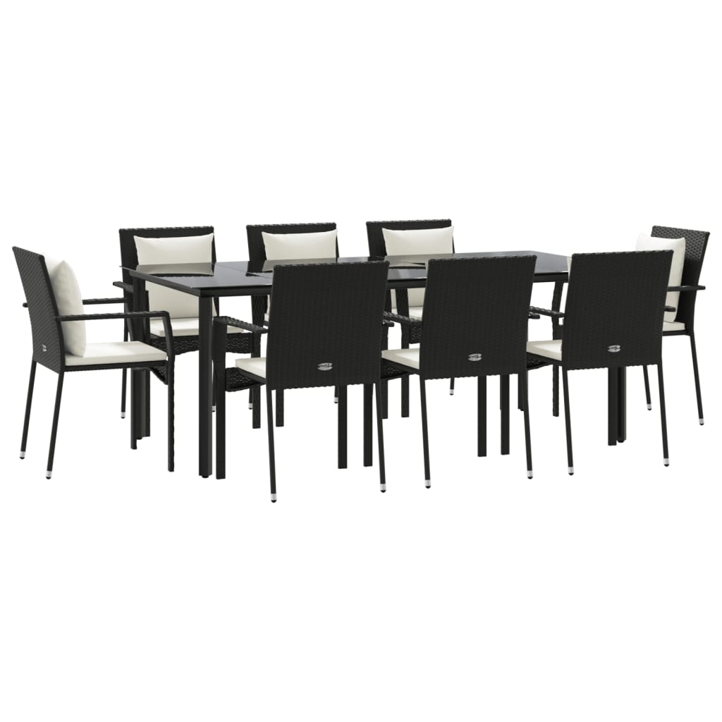 9-Delige Tuinset Poly Rattan 8 200 cm tafellengte Zwart