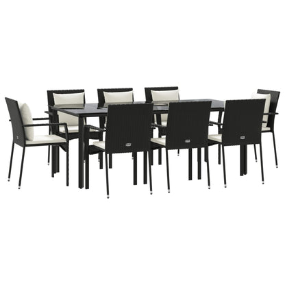 9-Delige Tuinset Poly Rattan 8 200 cm tafellengte Zwart