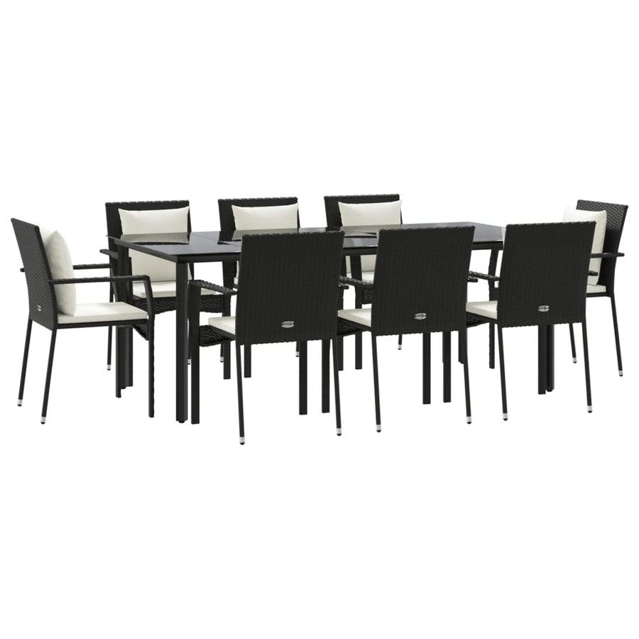 9-Delige Tuinset Poly Rattan 8 200 cm tafellengte Zwart