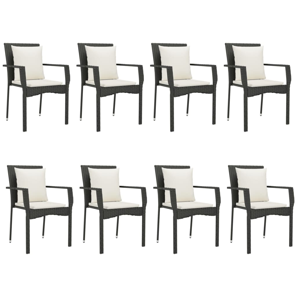 9-Delige Tuinset Poly Rattan 8 200 cm tafellengte Zwart