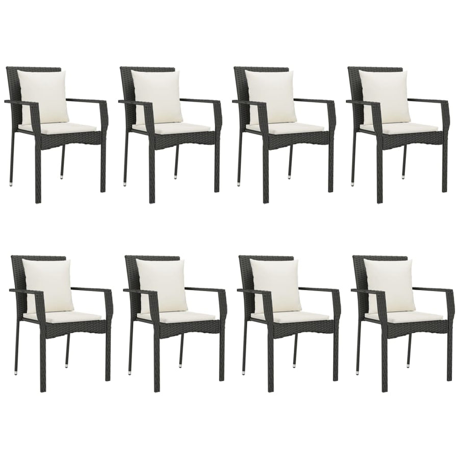 9-Delige Tuinset Poly Rattan 8 200 cm tafellengte Zwart