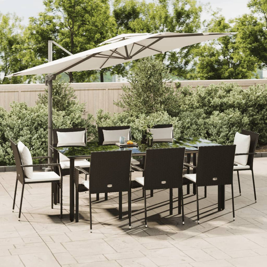 9-Delige Tuinset Poly Rattan 8 200 cm tafellengte Zwart