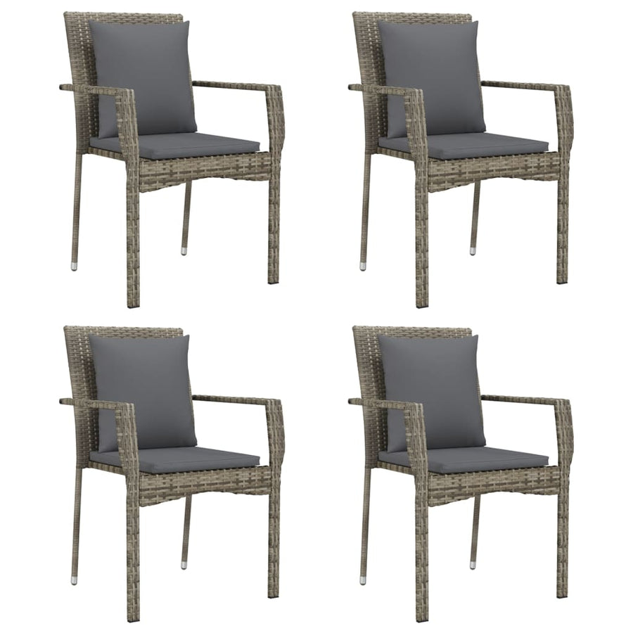 -Delige Tuinset Met Kussens Poly Rattan Zwart En 5 80 cm tafellengte Grijs