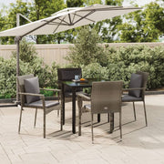 Tuinset 5-delig poly rattan zwart grijs met kussens