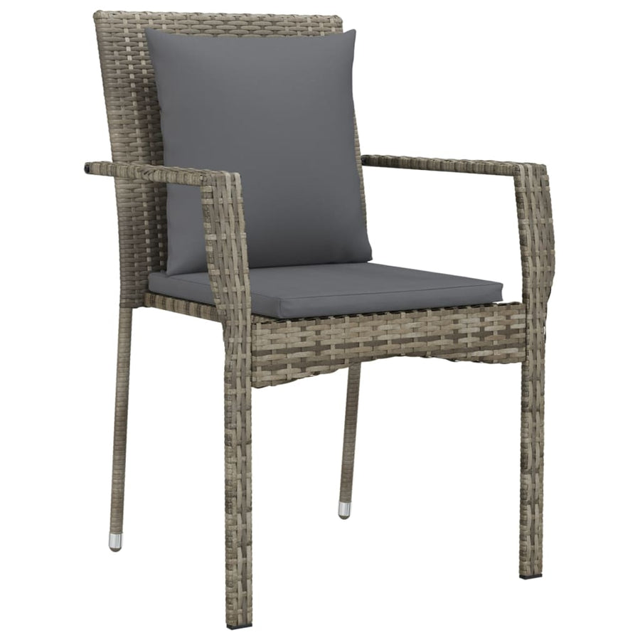 -Delige Tuinset Met Kussens Poly Rattan Zwart En 5 140 cm tafellengte Grijs