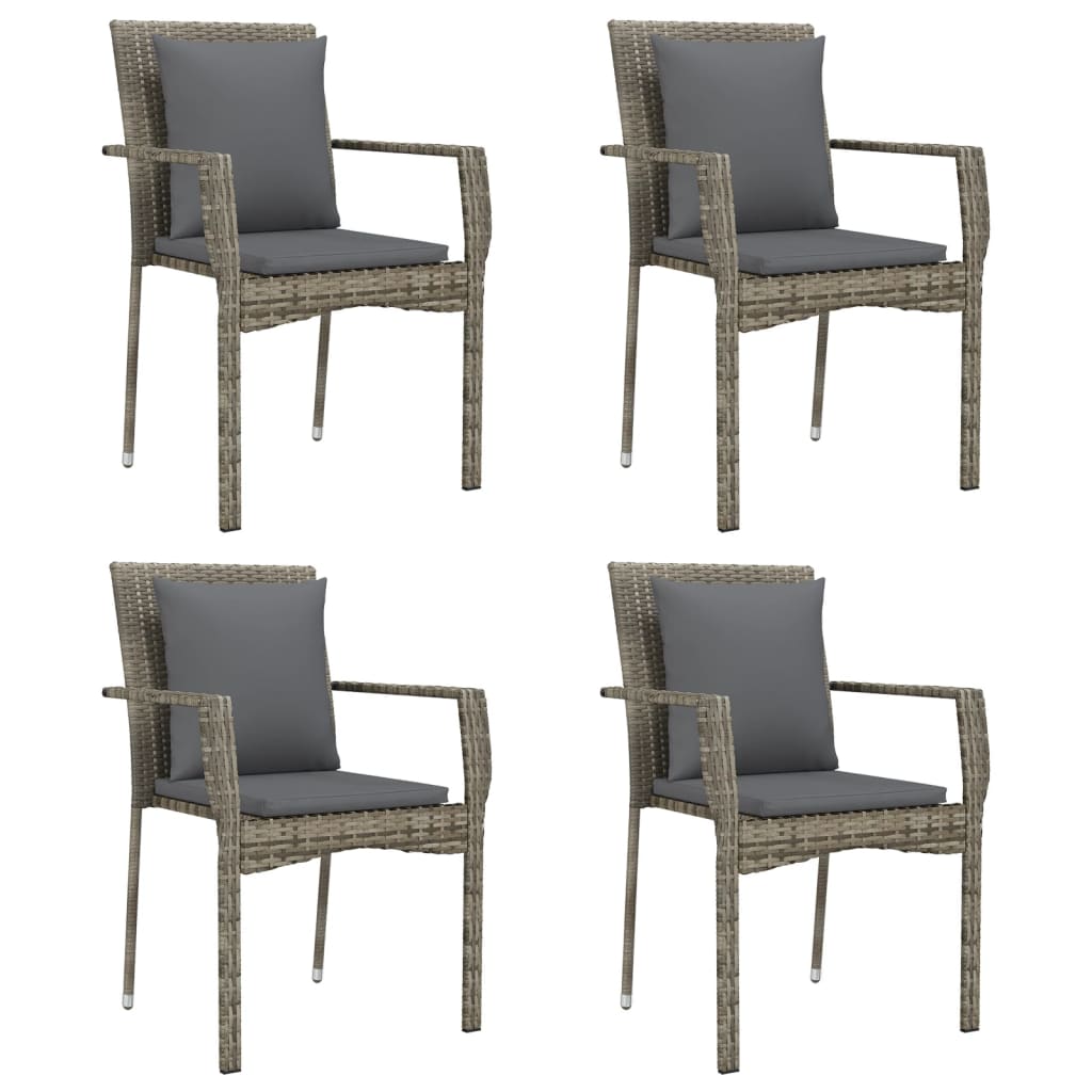 -Delige Tuinset Met Kussens Poly Rattan Zwart En 5 160 cm tafellengte Grijs
