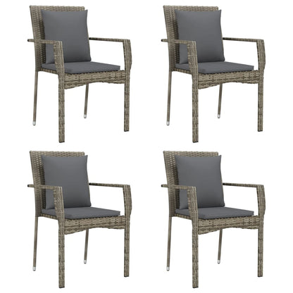 -Delige Tuinset Met Kussens Poly Rattan Zwart En 5 160 cm tafellengte Grijs
