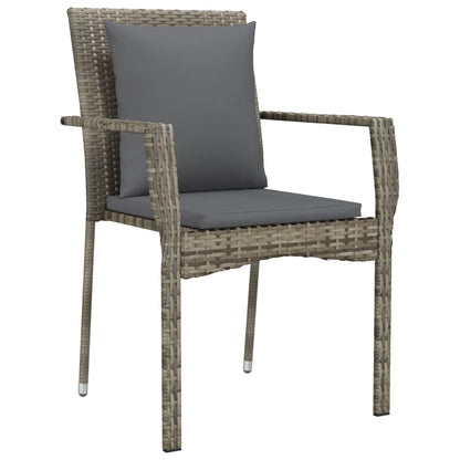 -Delige Tuinset Met Kussens Poly Rattan Zwart En 5 160 cm tafellengte Grijs