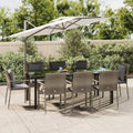 9-delige Tuinset met kussens poly rattan zwart en grijs