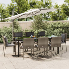 9-Delige Tuinset Met Kussens Poly Rattan Zwart En 8 200 cm tafellengte Grijs