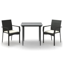 -Delige Tuinset Met Kussens Poly Rattan 3 80 cm tafellengte Zwart
