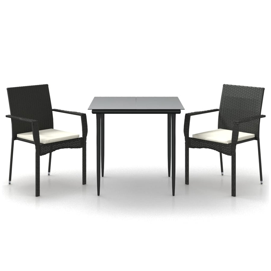 -Delige Tuinset Met Kussens Poly Rattan 3 80 cm tafellengte Zwart
