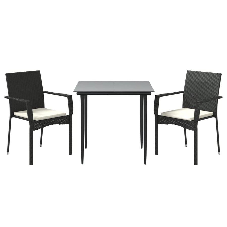 -Delige Tuinset Met Kussens Poly Rattan 3 80 cm tafellengte Zwart
