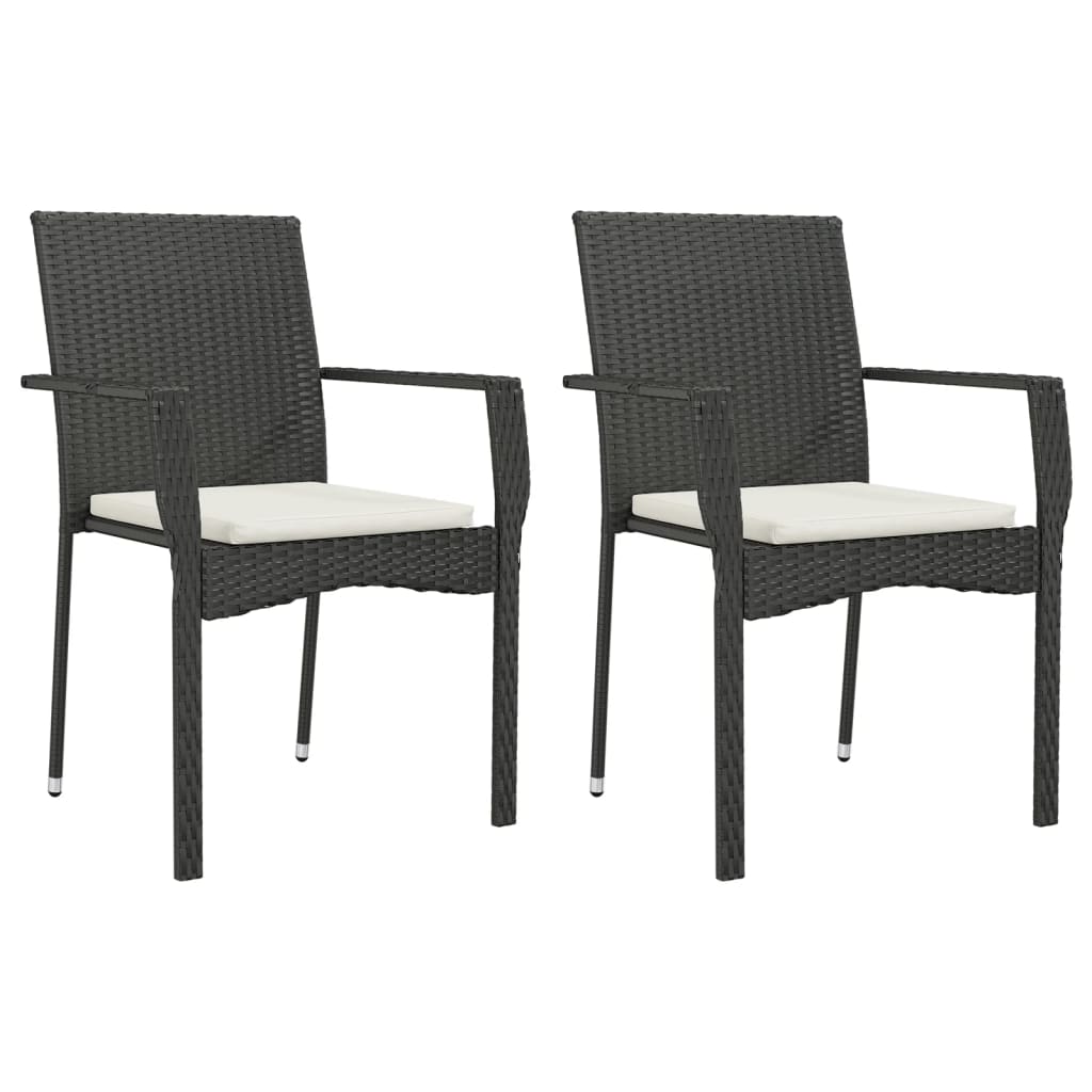 -Delige Tuinset Met Kussens Poly Rattan 3 80 cm tafellengte Zwart