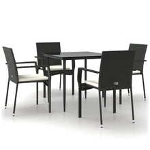 -Delige Tuinset Met Kussens Poly Rattan 5 80 cm tafellengte Zwart