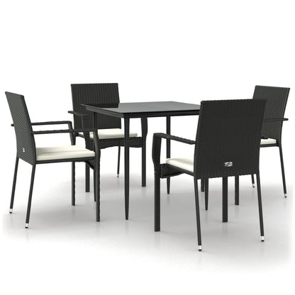 -Delige Tuinset Met Kussens Poly Rattan 5 80 cm tafellengte Zwart