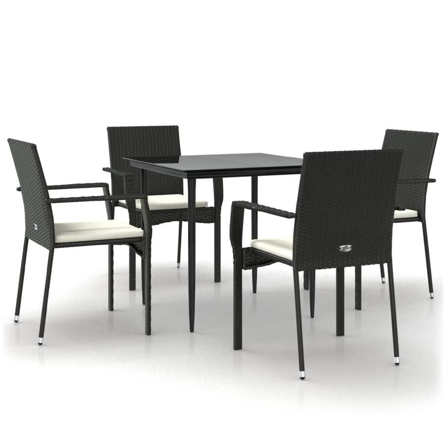 -Delige Tuinset Met Kussens Poly Rattan 5 80 cm tafellengte Zwart