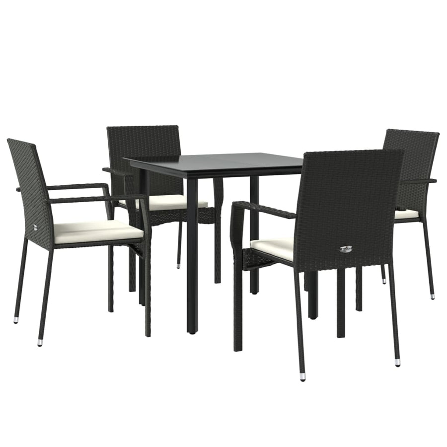 -Delige Tuinset Met Kussens Poly Rattan 5 80 cm tafellengte Zwart