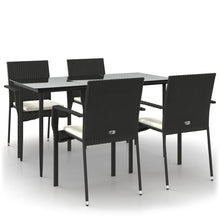 -Delige Tuinset Met Kussens Poly Rattan 5 140 cm tafellengte Zwart
