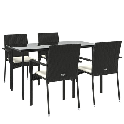 -Delige Tuinset Met Kussens Poly Rattan 5 140 cm tafellengte Zwart