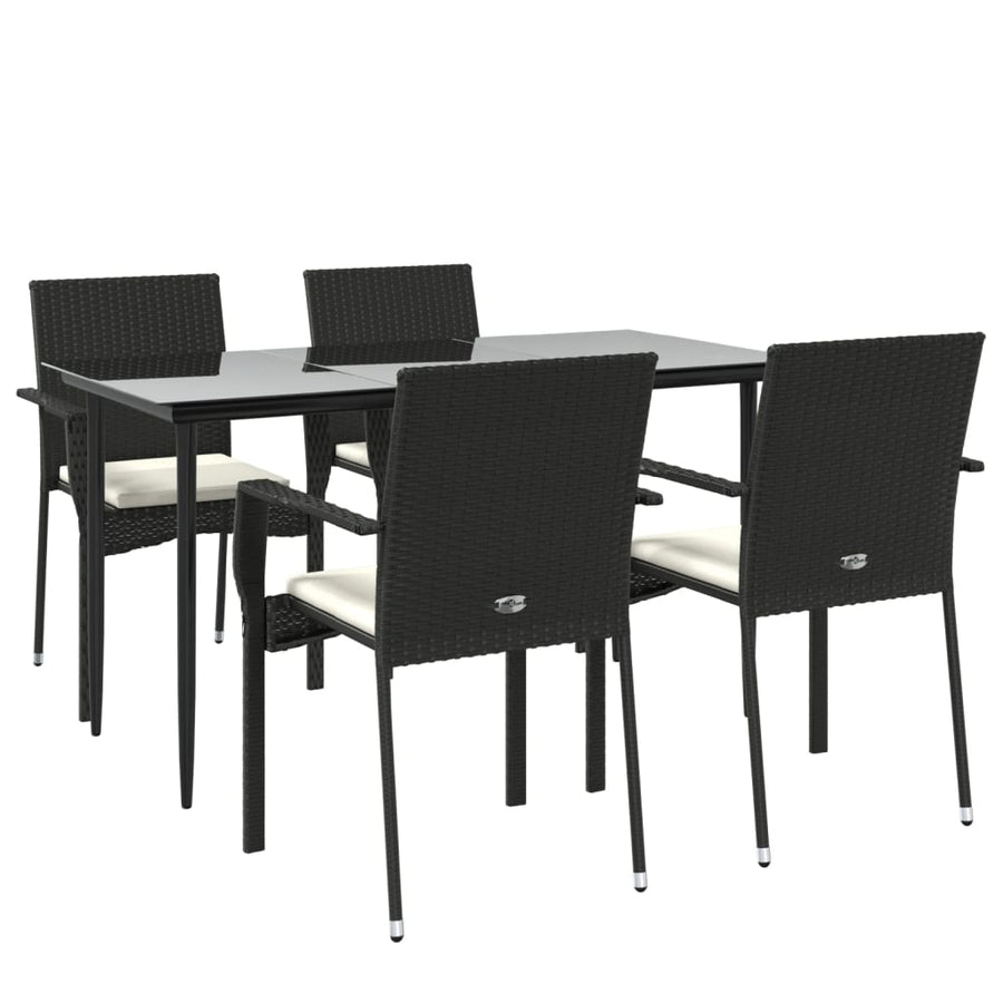 -Delige Tuinset Met Kussens Poly Rattan 5 140 cm tafellengte Zwart