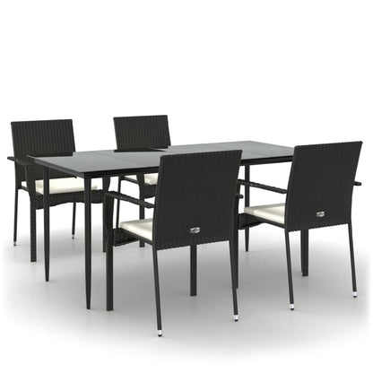 -Delige Tuinset Met Kussens Poly Rattan 5 160 cm tafellengte Zwart