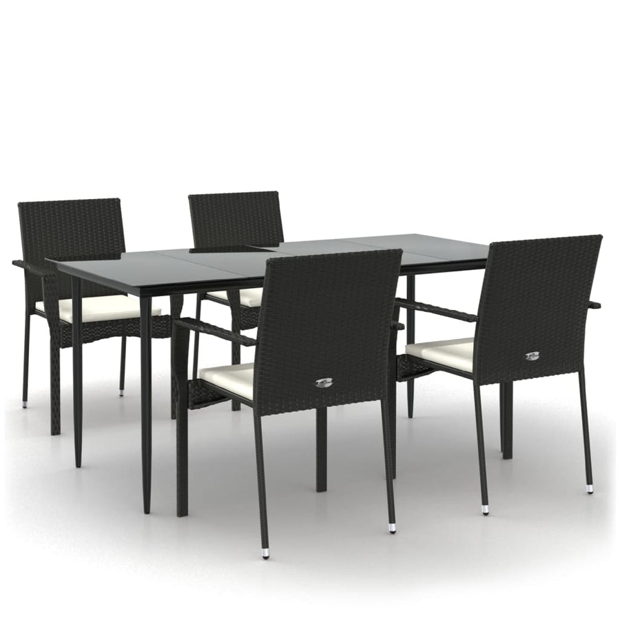 -Delige Tuinset Met Kussens Poly Rattan 5 160 cm tafellengte Zwart