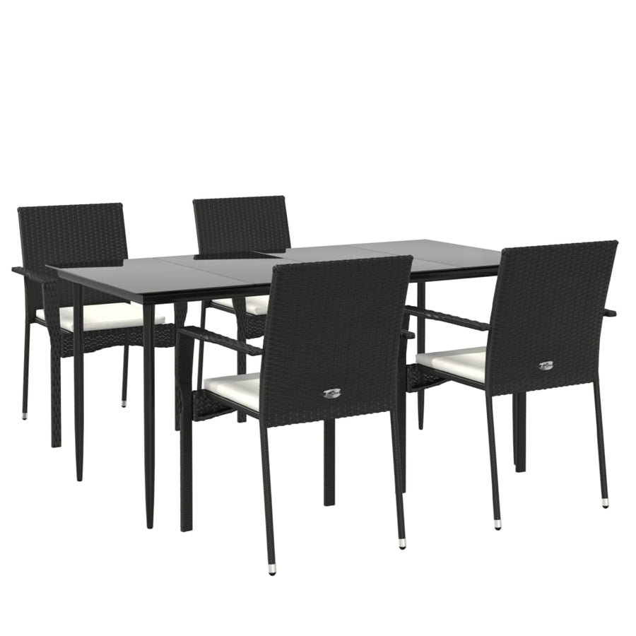 -Delige Tuinset Met Kussens Poly Rattan 5 160 cm tafellengte Zwart
