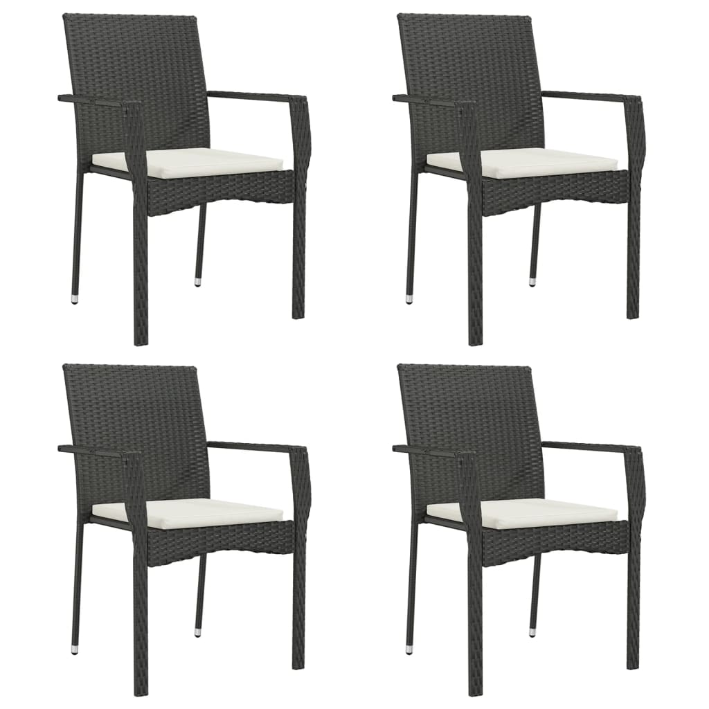 -Delige Tuinset Met Kussens Poly Rattan 5 160 cm tafellengte Zwart