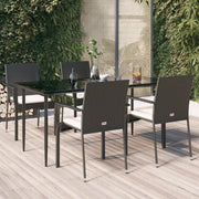 Tuinset 5-delig poly rattan zwart met kussens