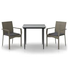-Delige Tuinset Met Kussens Poly Rattan Zwart En 3 80 cm tafellengte Grijs