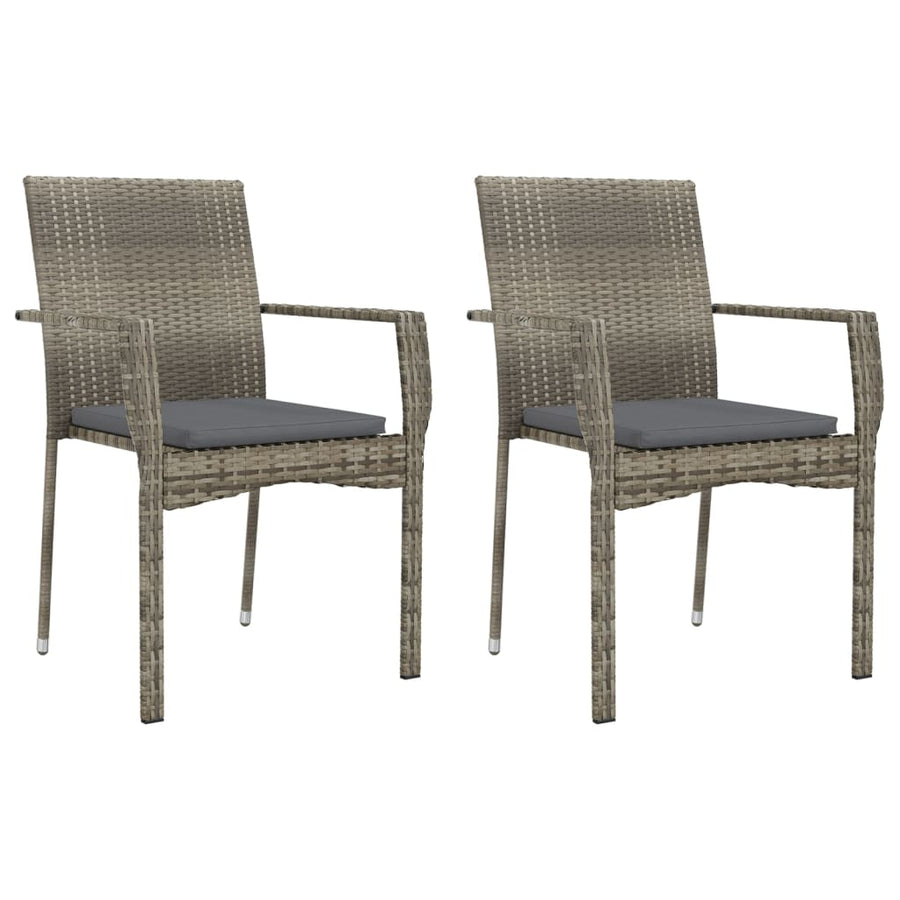 -Delige Tuinset Met Kussens Poly Rattan Zwart En 3 80 cm tafellengte Grijs