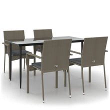 -Delige Tuinset Met Kussens Poly Rattan Zwart En 5 140 cm tafellengte Grijs