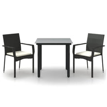 -Delige Tuinset Met Kussens Poly Rattan 3 80 cm tafellengte Zwart