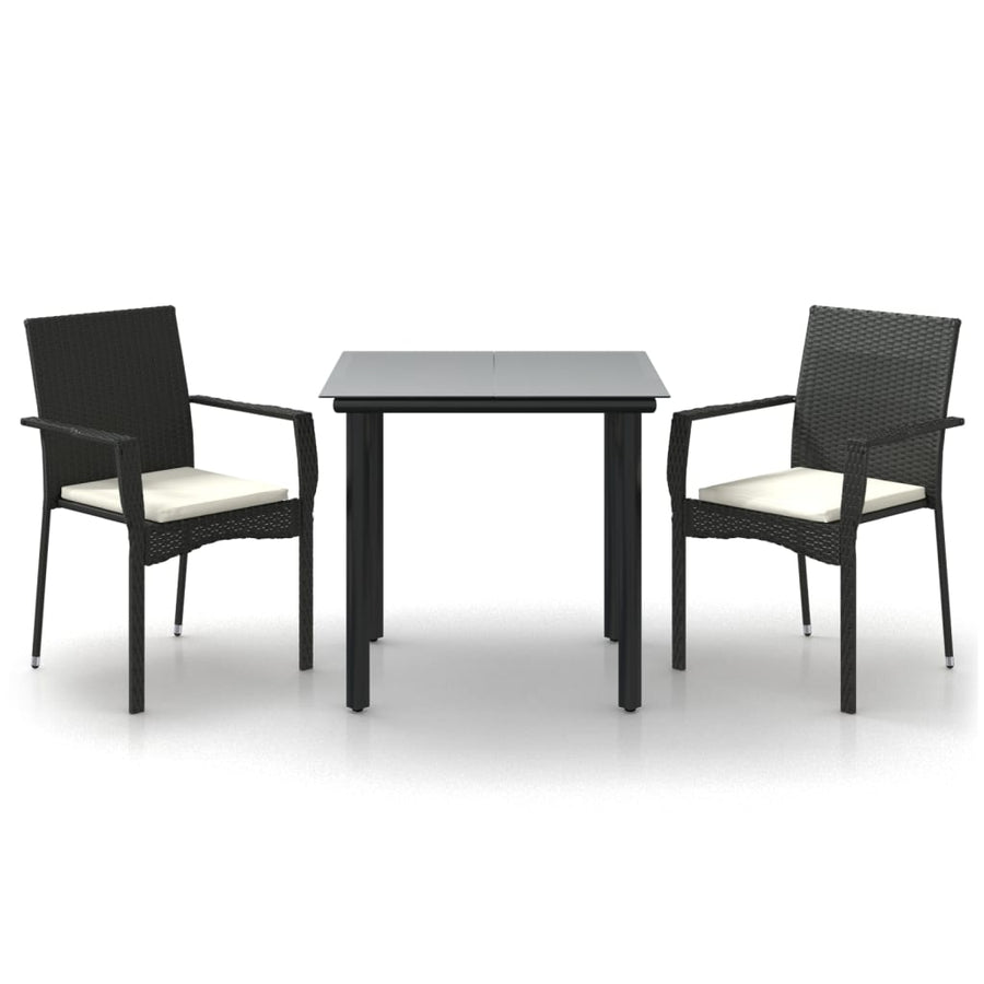 -Delige Tuinset Met Kussens Poly Rattan 3 80 cm tafellengte Zwart