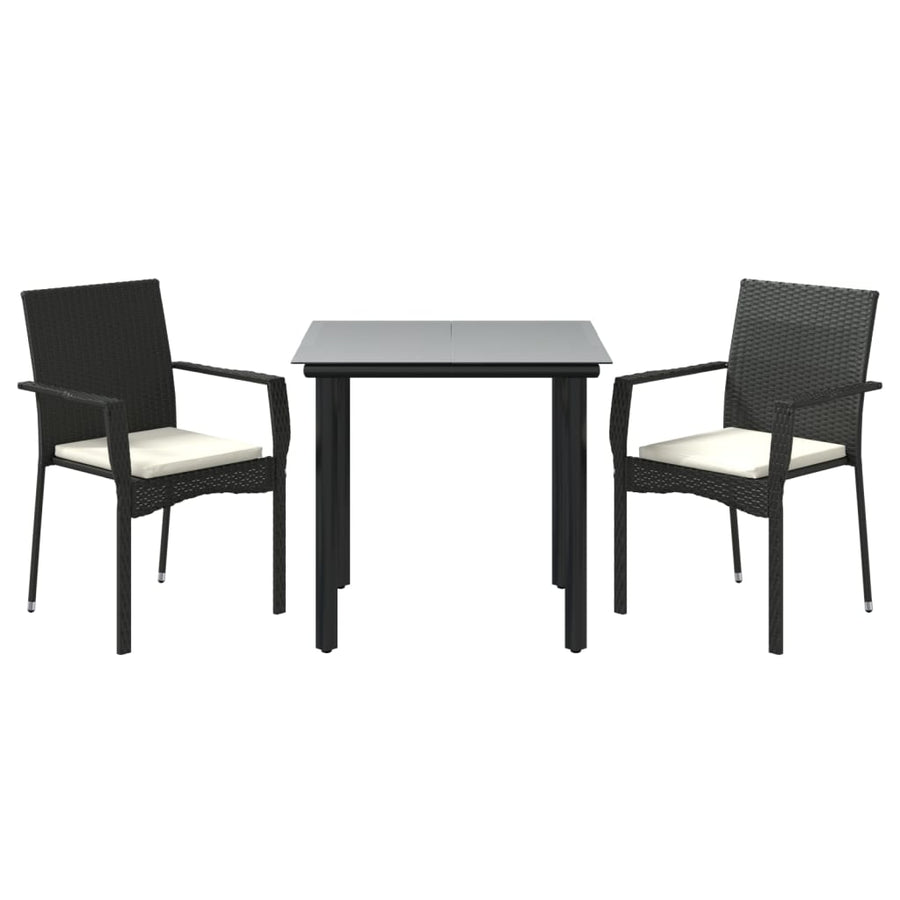 -Delige Tuinset Met Kussens Poly Rattan 3 80 cm tafellengte Zwart