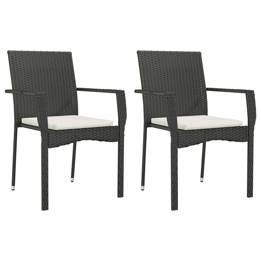 -Delige Tuinset Met Kussens Poly Rattan 3 80 cm tafellengte Zwart