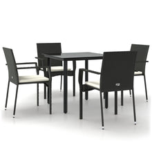 -Delige Tuinset Met Kussens Poly Rattan 5 80 cm tafellengte Zwart